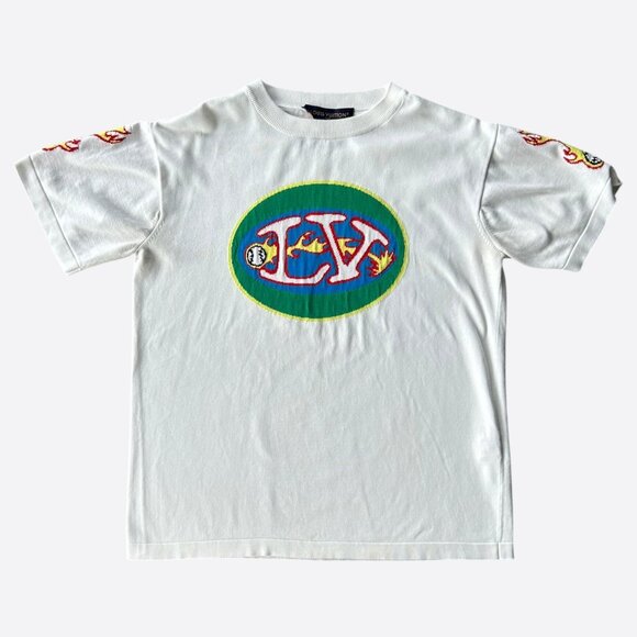 Louis Vuitton White Baseball Graphic Intarsia T-Shirt